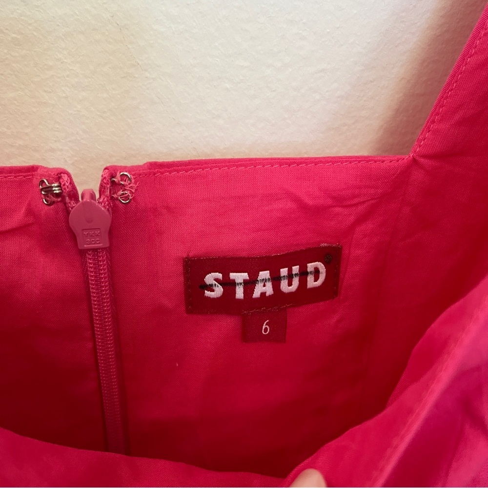 Staud Laelia Poplin Dress in Hot Pink Size 6 NWOT - Picture 3 of 4
